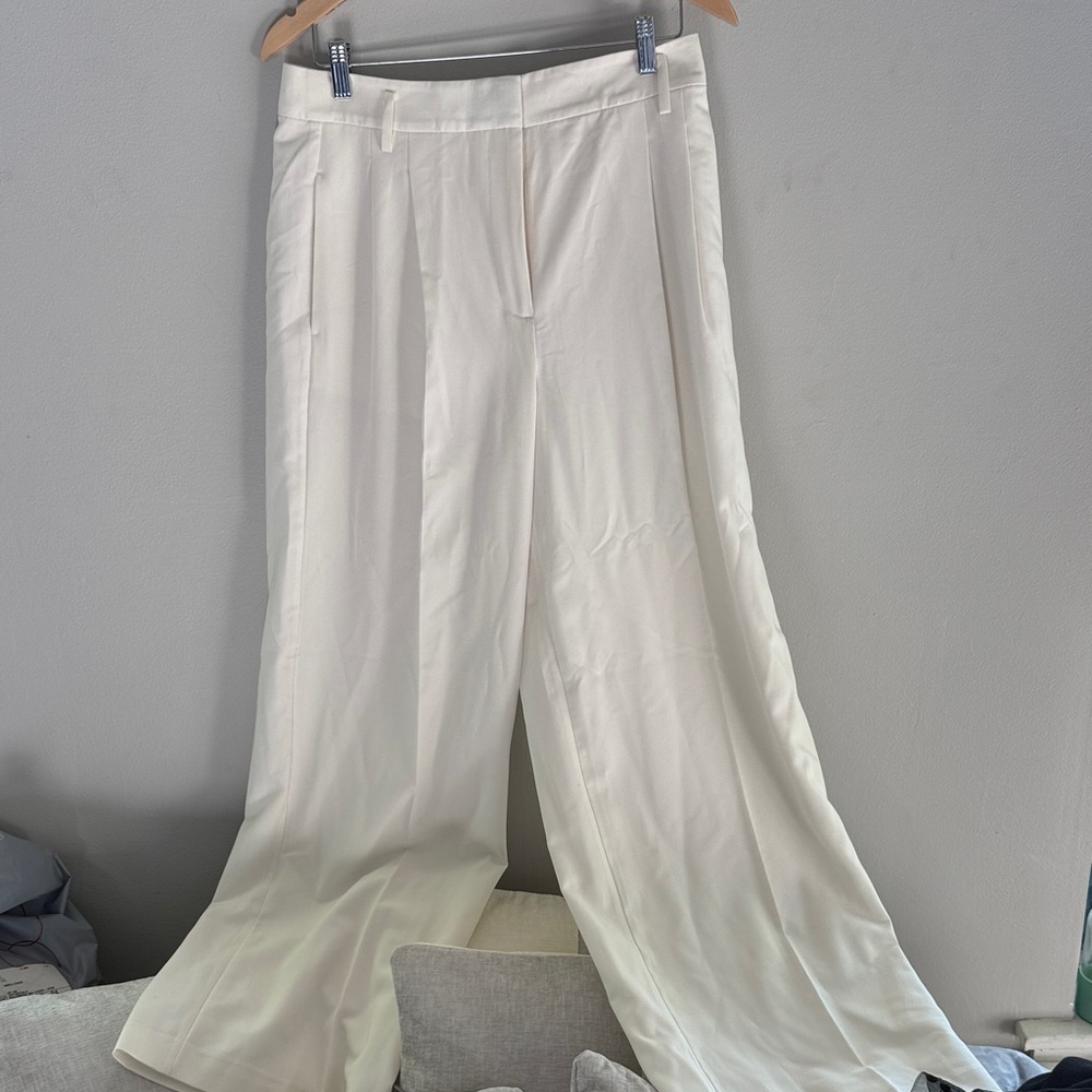 Ann Taylor Cream Wide-Leg Pants